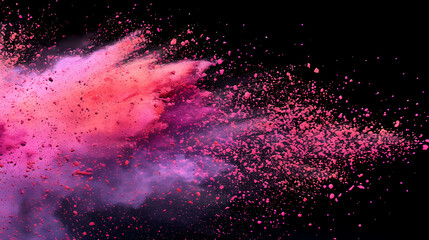 Abstract Background, Fun And Playful - A Pink Powder Explosion On A Black Background