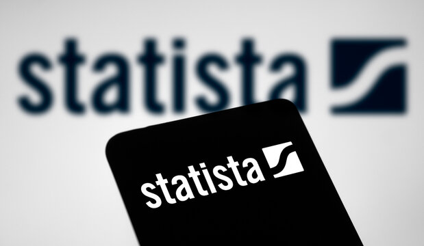 Dhaka, Bangladesh- 20 March 2024: Statista.com logo is displayed on smartphone.