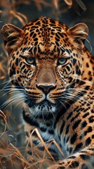Obraz premium Close Up of a Leopard Laying in the Grass