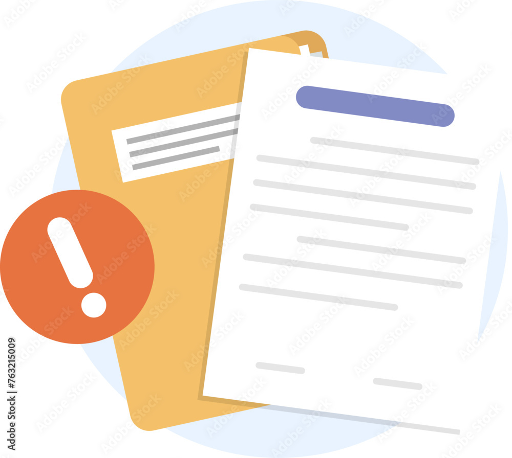 Aufkleber file document folder with exclamation mark icon.