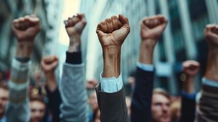 Business People with Raised Fists
