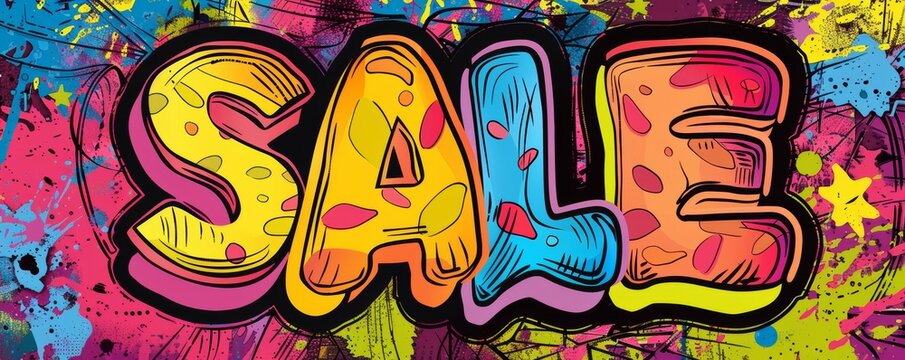 Bright Sale Lettering on Colorful Background