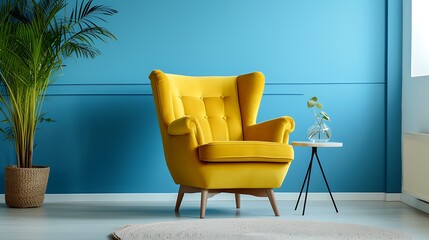 the personality of the owner of the living room based on the choice of a colorful armchair 