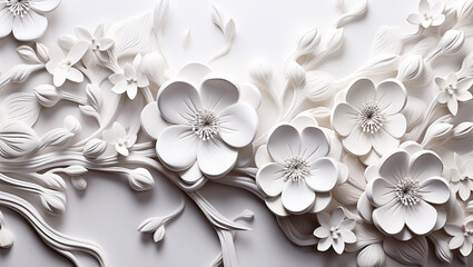 Three-dimensional illustration of a background with flowers for holiday cards,Generated by AI