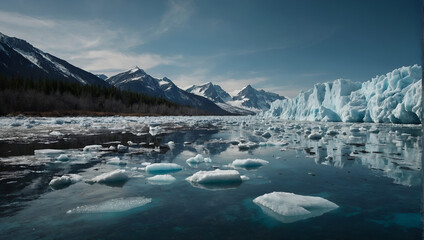 Exploring the Impact of Global Warming Through Stunning Images of Melting Icebergs - obrazy, fototapety, plakaty