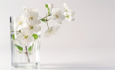 Fototapeta na wymiar Blossoming Spring: Capturing Nature's Renewal with a White Wildflower in Glass
