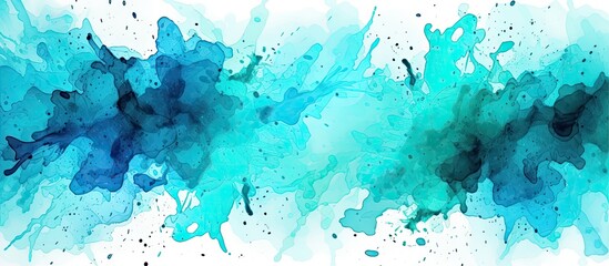 Fototapeta na wymiar A stunning watercolor painting featuring a blue and white splash on a white background, creating a beautiful pattern with aqua and electric blue hues