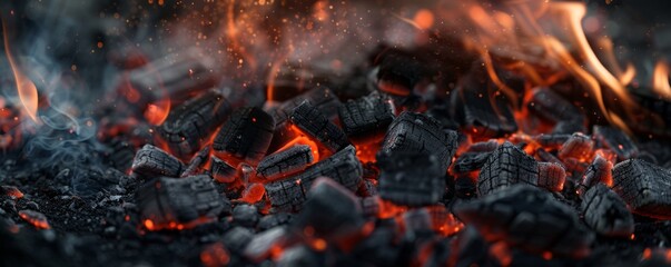 Close-Up of a Pile of Coal - obrazy, fototapety, plakaty