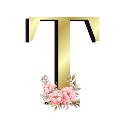 Gold Floral Alphabet Letters T