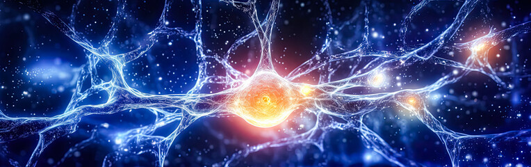 An intricate depiction of neuron activity - obrazy, fototapety, plakaty