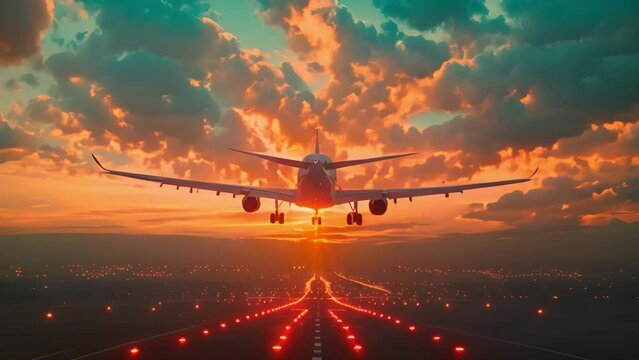 Skyward journey: Animation depicts a plane ascending into the sky after takeoff.