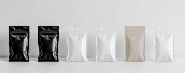 Elegant Collection of Packaging Pouches in Black and White Varieties