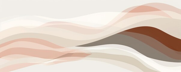 White and Brown Abstract Background With Wavy Lines