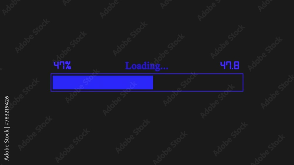 Poster blue color loading bar, waiting data transfer 0 to 100 %. progress bar downloading animation.