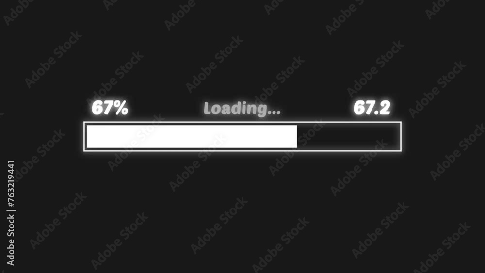 Poster white color loading bar, waiting data transfer 0 to 100 %. progress bar downloading animation.