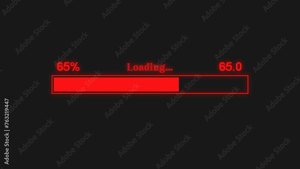 Poster Red color Loading bar, waiting data Transfer 0 to 100 %. Progress bar downloading animation.