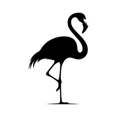 a silhouette of a flamingo on a white background