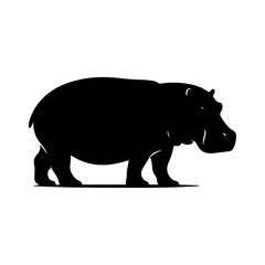a silhouette of a hippopotamus on a white background
