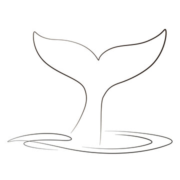 recommend clip art: Whale tail line art. Continuous one line drawing whale. Hand drawn whale tail with ocean. Minimalist black line sketch on white. Vector illustration. Tail outline logo.