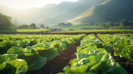 cabbage field in the morning
