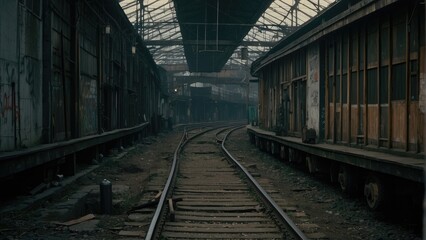 Fototapeta na wymiar old railway station old abandoned building