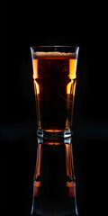 Mobile vertical wallpaper photograph of a beer pint glass product photography, studio light, black background. Story post. - obrazy, fototapety, plakaty