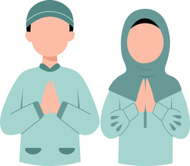Muslim Couple Greetings Eid Mubarak