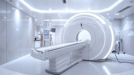  MRI scanning machine with led lights in a modern space