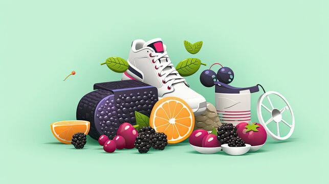 Sport equipment on color background
