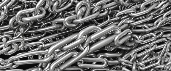 Different sizes of stainless chain isolated on white background, can be connected unlimitedly each