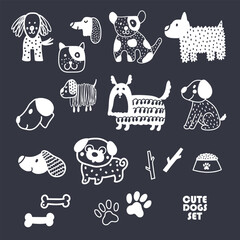 Cute vector set with decorative dogs. - 763224649