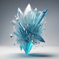 a formation of levitating crystalline shards abstract shape, 3d render style, isolated on a transparent background