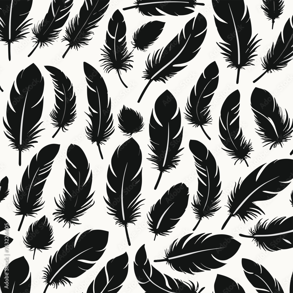 Aufkleber black feather silhouette pattern on a white background creating a striking and elegant visual design