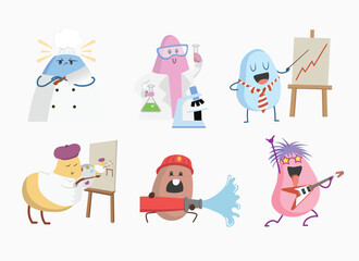 Chef Scientist Businessman Artist Fireman Musician Rockstar Cute Occupation Working Potato Clipart