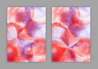 Watercolor background template collection. Abstract watercolor in red purple colors. Hand drawn illustration . Watercolour brush strokes. Flower backdrop. Art background for cards, flyer, poster