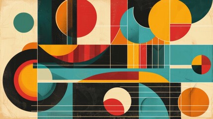 Abstract geometric shapes and lines art composition
