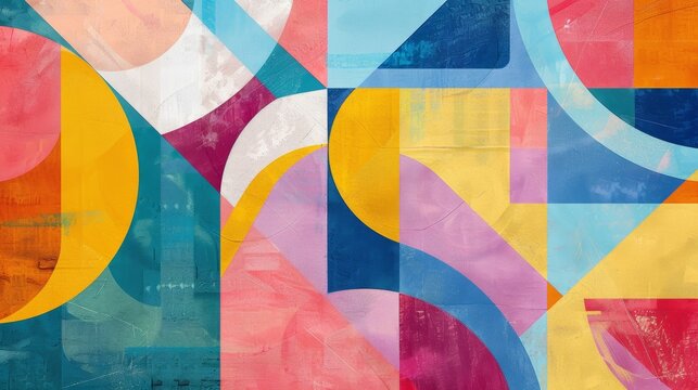 Colorful abstract geometric mural