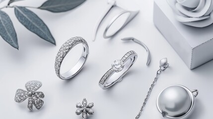 A showcase of silver jewelry pieces, highlighting their sleek and timeless appeal