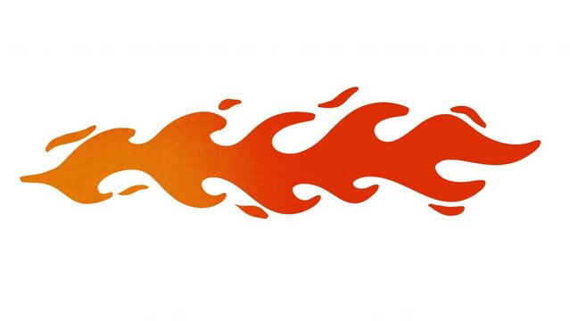 Funny fire or flame isolated on black and white background. Video motion graphic element. Cartoon loop animation