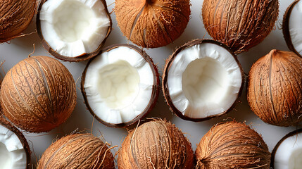 Coconut background top view