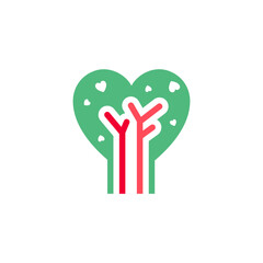 Tree heart shape icon, World Blood Donor Day symbol, holiday sign designed for celebration, vector trendy modern style.