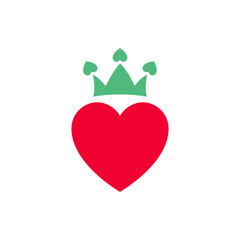 Heart with crown icon or Valentines day symbol, holiday sign designed for celebration, vector trendy modern style.