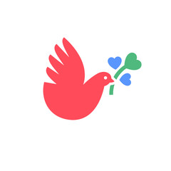 Pigeon icon or Valentine's day symbol, holiday sign designed for celebration, vector trendy modern style.