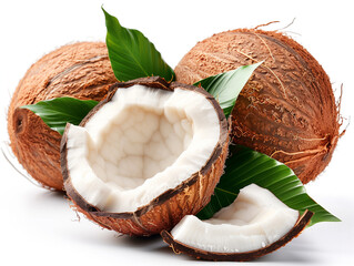 Coconuts isolated on white background.