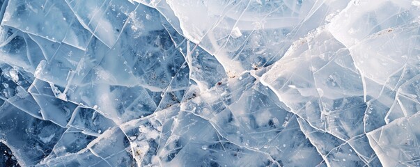 Abstract pattern of cracked ice on a river