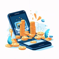 mobile phone with icons