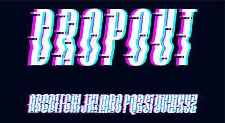 Digital glitch condensed vector font
