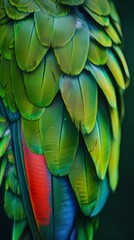 Obraz premium Close-up of parrot feathers with vibrant colors