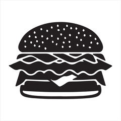 hamburger , black isolated silhouette, Fast food icon. Vector illustration, Burger vector silhouette illustration, Burger Food vector