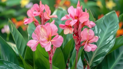 Pink Indian shot flower. (Canna indica)